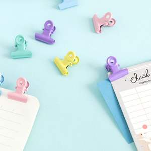 Boîte de 84 pinces à papier Kawaii en métal de couleur bonbon pour reliure <span class=keywords><strong>Bulldog</strong></span> Set de pinces décoratives pour livres Papeterie scolaire - Product Image 6