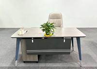 Bureau de direction moderne et écologique avec meuble de rangement mobile, pieds en bois, table de bureau pour personnel et managers, montage facile
