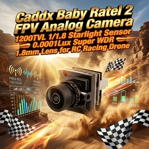 Caméra analogique FPV Caddx Baby Ratel <span class=keywords><strong>2</strong></span> 1200TVL avec capteur Starlight <span class=keywords><strong>1</strong></span>/<span class=keywords><strong>1</strong></span>.8, 0.0001Lux, Super WDR, objectif <span class=keywords><strong>1</strong></span>.8mm pour drone de course RC - Product Image 1