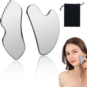 Wholesale Stainless Steel Face Guasha Board Silver Skincare Metal Scraper Durable Facial Gua Sha Tool GZ RTS Bulk Mixed Order - Product Image 2