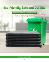 Sacs poubelles industriels noirs très résistants, résistants aux déchirures, grands sacs en plastique pour déchets commerciaux