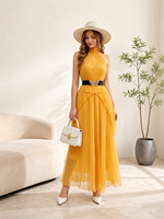 Robe de soirée élégante pour femmes, robe longue en mousseline plissée, taille plus, ensemble de robes pour occasions spéciales