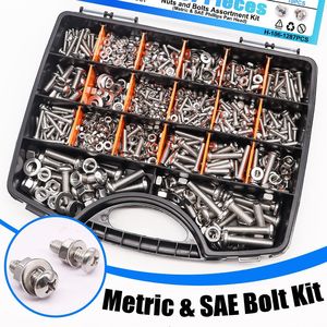 Sae And Metric <b>Bolts</b> Kit 1287Pcs 304 Stainless Steel Phillips Pan Head Screws Nuts Set For General Use - Product Image 3