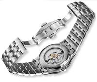 Montre mécanique automatique pour homme, entièrement en acier inoxydable, squelette, affichage 24 heures, luminescente, fabrication en série personnalisée