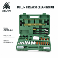 Kit de nettoyage d'armes DELUN GK26-01, étui vert, tête de nettoyage en plastique pour l'entretien des armes à feu, étui de rangement compact pour la fourniture B2B