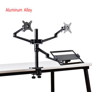 <span class=keywords><strong>Support</strong></span> de <span class=keywords><strong>moniteur</strong></span> de <span class=keywords><strong>bureau</strong></span> à réglage de hauteur en aluminium OL-10T <span class=keywords><strong>double</strong></span> 17-32 pouces + <span class=keywords><strong>support</strong></span> pour ordinateur portable 12-17 pouces bras de montage triple mouvement complet - Product Image 1