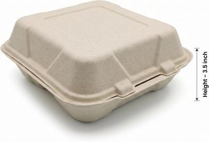 Boîte à clapet compostable jetable en bagasse de canne à sucre pour vaisselle - Product Image 3