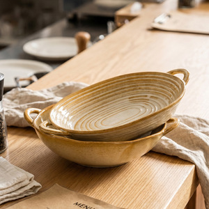 Teglia da Forno in Ceramica Vintage, Stile Retrò, Rettangolare/Rotonda, per Casa e Ristorante, Stile Argilla - Product Image 3
