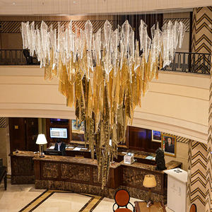 Lámpara de Araña de Lujo en Cascada para Vestíbulo de <span class=keywords><strong>Hotel</strong></span>, de Cristal y Metal con Luz LED, Fabricación Personalizada, Venta al por Mayor, Lámpara Colgante Grande para Proyectos de Ingeniería - Product Image 2