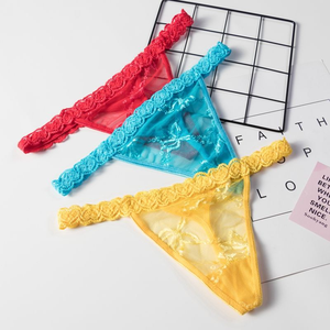 Perizoma da Donna Sexy All'Ingrosso a Forma di Cuore in Pizzo Floreale Trasparente a Vita Bassa, Mutandina a Triangolo Ultra Sottile e Traspirante, Tanga G-String - Product Image 4
