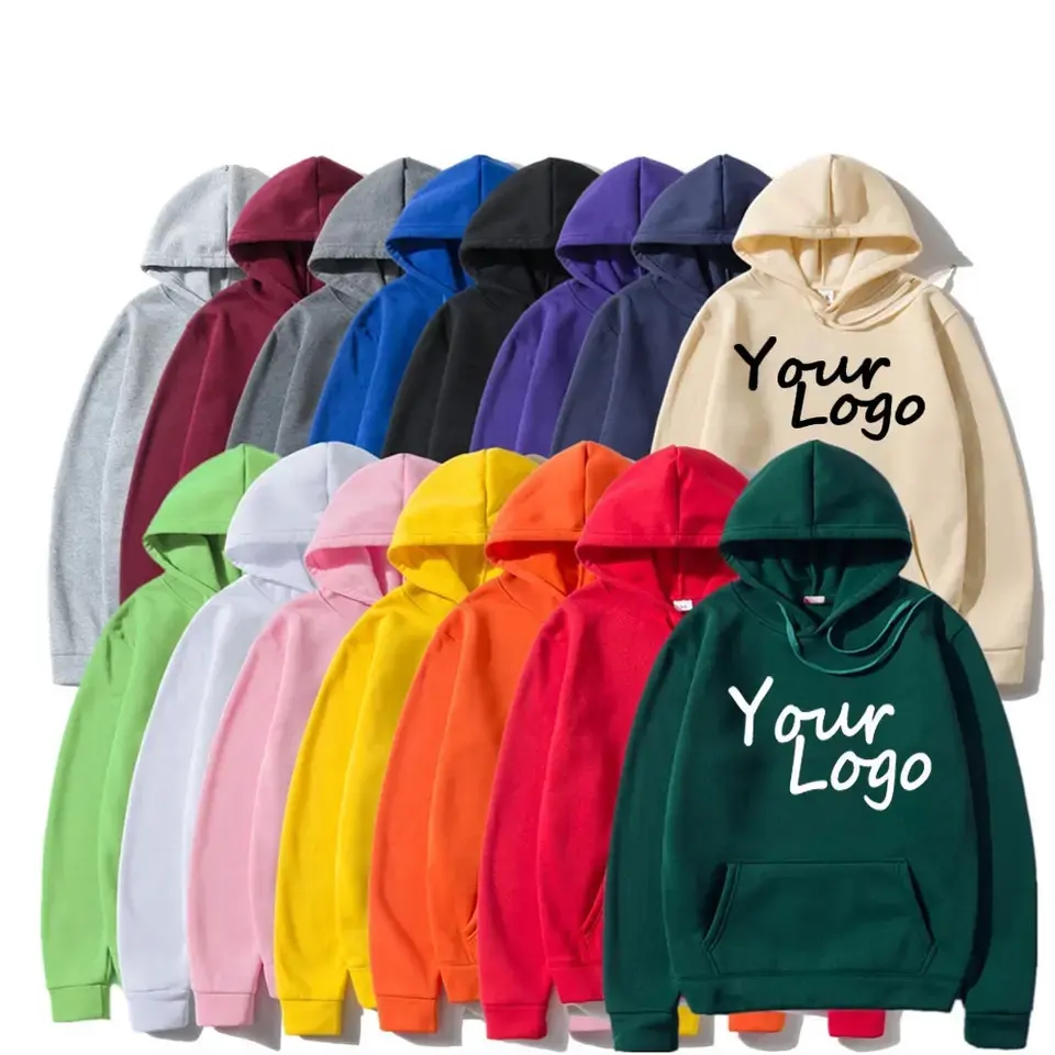 Toptan siyah Unisex özel ağır Hoodies işlemeli erkek Hoodies Premium ucuz boş pamuk kapüşonlu