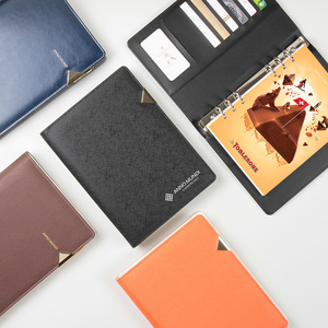 Carnet de notes professionnel en métal triangulaire de luxe personnalisé, brun rougeâtre, à feuilles mobiles, avec logo - Product Image 1