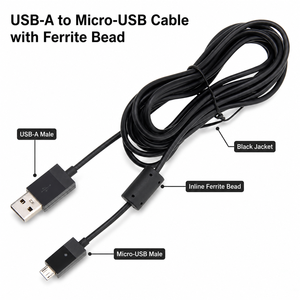 Câble de charge et de données Micro USB de 2,75 m pour manette de jeu PlayStation <span class=keywords><strong>PS4</strong></span> Xbox One, cordon d'alimentation - Product Image 1