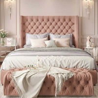 Luxus-Apartment Holzmöbel Kingsize-Stoffbett Neues Design Hotel-Geschäftszimmer Hohes Kopfteil Schlafzimmer-Sets