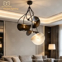 Lustre en cuivre vintage de luxe léger en forme de feuille de lotus avec éclairage LED 480x900mm pour restaurant, salon, chambre et villa