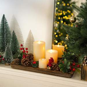 Décoration d'intérieur : Plateau décoratif rustique en <span class=keywords><strong>bois</strong></span>, petit plateau porte-bougie pour <span class=keywords><strong>table</strong></span> basse, <span class=keywords><strong>salle</strong></span> à <span class=keywords><strong>manger</strong></span> et cuisine - Product Image 3