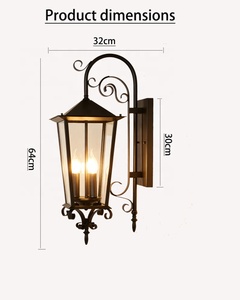 Lámpara de Pared Exterior de Jardín Grande Retro Negra E14 * 3, Lámpara de Pared LED Exterior Impermeable para Patio de Villa, Pasillo - Product Image 4