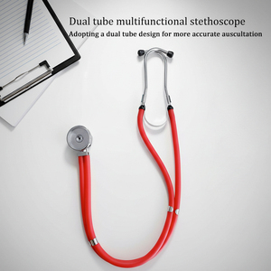 Estetoscopio Médico de Doble Tubo, Estetoscopio de Cardiología de Doble Cabeza con Tubo Rojo para Uso Clínico y Doméstico - Product Image 1