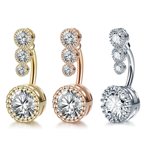 14G 외과용 스틸 배꼽 피어싱 섹시한 크리스탈 배꼽 피어싱 여성 바디 주얼리 바벨 - Product Image 3