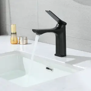 Low Price Black Color Basin Mixer Bathroom Brass Water Tap Luxury Hot And Cold Basin Faucet For Project