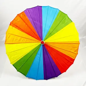 Bamboo silk nylon rainbow parasol & umbrella supplier