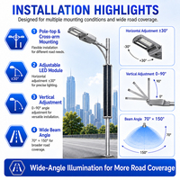 Lampadaire solaire vertical 60W 100W avec panneau solaire intégré, batterie LiFePO4, IP65, installation sur poteau