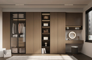 Armario de Madera de Grano Moderno y Personalizable de Lujo para Dormitorio y Sala de Estar, Independiente, Ahorra Espacio, Ecológico, Almacenamiento - Product Image 3