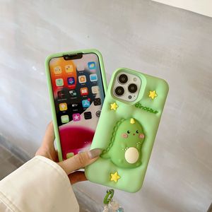 <span class=keywords><strong>2025</strong></span> yeni stil sevimli stres giderici kabarcık yeşil bebek dinozor yumuşak silikon telefon iPhone için kılıf 13 14 15 16 Pro Max