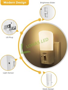 LOHAS Minimalist Design Automatic Sensor Plug-In Night Lights 1W LED Dimmable Nightlight Warm White Bed <strong>Lamp</strong> for Kids' <strong>Bedroom</strong> - Product Image 6