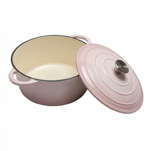 Casserole <span class=keywords><strong>en</strong></span> <span class=keywords><strong>fonte</strong></span> émaillée rose clair E-TOP, faitout hollandais avec couvercle, pot à soupe robuste, ustensiles de cuisine durables, compatible four - Product Image 1