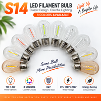 Ampoule à filament LED S14 1W 2W E27 110V 220V, ampoule décorative colorée pour l'extérieur, patio, jardin, guirlandes lumineuses