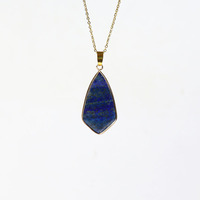 Collier pendentif en pierre de jaspe rhombique naturelle, chaîne à maillons en acier inoxydable en forme de diamant, bijoux en cristal de jaspe, jade et quartz rose