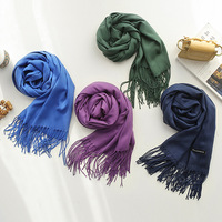 Écharpes et châles en pashmina pour femmes, 210g, longs, en voile de polyester, couleur unie, vente en gros, chauds et élégants pour la saison d'automne