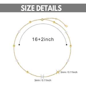 Joyería de lujo de alta calidad 16 + 2 pulgadas O-Chain 14K Oro 3mm Cadena de perlas Gargantillas Collar - Product Image 2