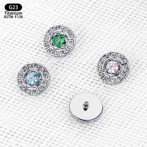 <b>Titanium</b> <b>Stud</b> Earrings 7mm Round Geometric Design Prong Set Crystal Piercing Jewelry For Daily Wear - Product Image 4