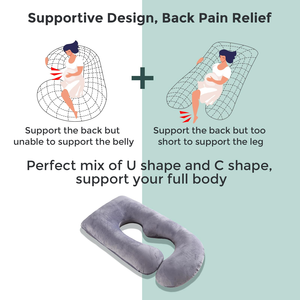 Oreiller de grossesse intégral en forme de U, hybride, avec rembourrage de qualité supérieure pour soulager les douleurs au dos, au ventre et aux jambes - Product Image 2