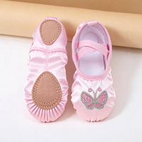 Zapatillas de Ballet de Satén para Niñas, con Bordado de Dibujos Animados, Suela Suave, Calzado de Danza para Entrenamiento y Actuaciones en Escenario