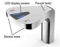 Robinet d'eau automatique intelligent 2-en-1 à capteur sans contact pour cuisine commerciale avec distributeur de savon moussant en métal pour usage hospitalier