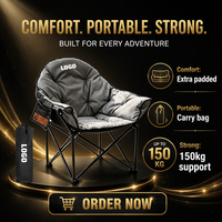 Chaise pliante de camping surdimensionnée rembourrée, vente en gros d'usine, achat en gros, prix FOB compétitif pour les détaillants