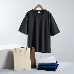 Wholesale 290G Heavyweight Knitted Cotton T-<b>Shirt</b> Round Neck Oversized Eco-Friendly <b>for</b> Custom Logo Printing - Product Image 1
