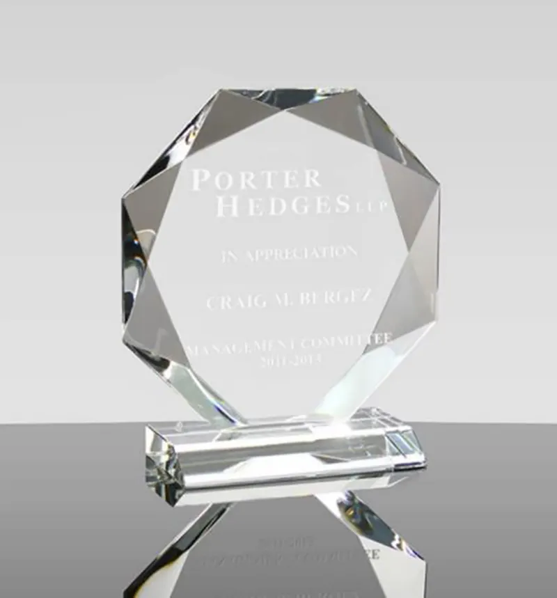 ADL – prix octogonal en verre vierge, cadeaux souvenirs de l'entreprise, plaque de verre, trophée, cristal, bon marché