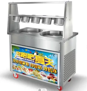 Hot sell Double round pan fry ice cream roll machine with 5 barrels from china factory