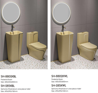 WC monobloc coloré à poser au sol, cuvette de toilette en céramique jaune, ensemble WC, urinoir et lavabo