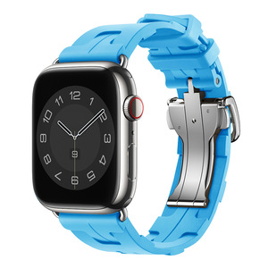 Correas de Silicona para Reloj H <span class=keywords><strong>Watch</strong></span> con Hebilla de Mariposa, Correa de Silicona para I <span class=keywords><strong>Watch</strong></span> Series 7/8/9/10/11 Ultra 3/<span class=keywords><strong>2</strong></span>/1 - Product Image 1