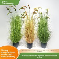 Rumput Buatan Qishuo, Bunga Rumput Gandum, Bahan PET/PVC, Realistis 1:1, Dekorasi Rumah Bergaya Pastoral, Perlengkapan Fotografi