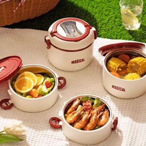Récipient alimentaire étanche à 3 couches avec logo personnalisé Boîte <span class=keywords><strong>thermos</strong></span> à <span class=keywords><strong>lunch</strong></span> <span class=keywords><strong>thermos</strong></span> en acier inoxydable 304 pour le bureau et l'école - Product Image 3