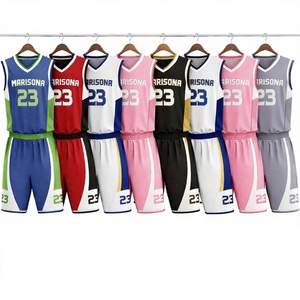 Conjunto de Uniforme de Baloncesto Personalizado con Sublimación y Bordado, Cuello en V, Malla Transpirable, Tallas Grandes, Manga Corta, Tirantes en T, Atlético - Product Image 1