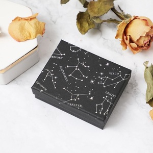 Caja de joyería cuadrada con horóscopo del zodiaco, Cajas de Regalo de papel Kraft <span class=keywords><strong>negro</strong></span>, anillo de compromiso para pendientes, collar, pulsera, 1 ud. - Product Image 6