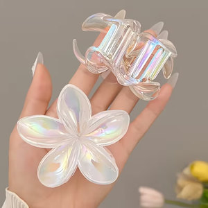 กิ๊บติดผมแฟชั่นผู้หญิง ดงดง ขายส่ง แบบมีประกาย หวาน น่ารัก ขนาด 8 ซม. รูปทรงดอกไม้ไข่หลากสี ทำจากพลาสติก - Product Image 4