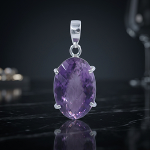 Pendentif en argent sterling 925 massif de haute qualité pour femme, serti d'améthyste, fait main, mignon, violet, idéal pour les fêtes, à prix abordable - Product Image 3